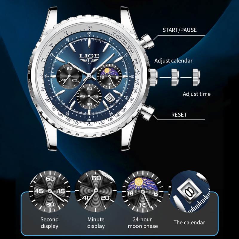 LIGE Brand Luxury Quartz Man W - Luxury Watch Name ulasan dan harga