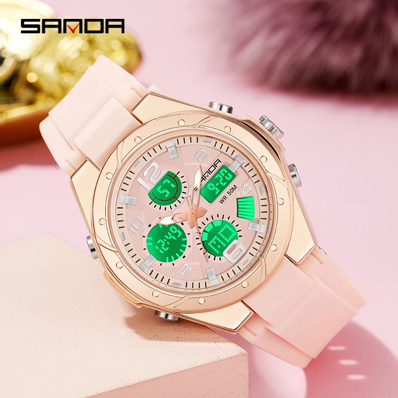 SANDA Pink Watch for Women Ana - Perpetual Calendar Watch ulasan dan harga